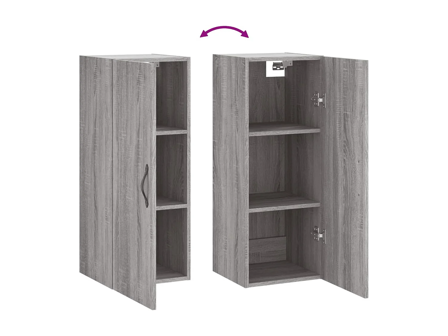 Wandkast 34,5x34x90 cm bewerkt hout grijs sonoma eikenkleurig