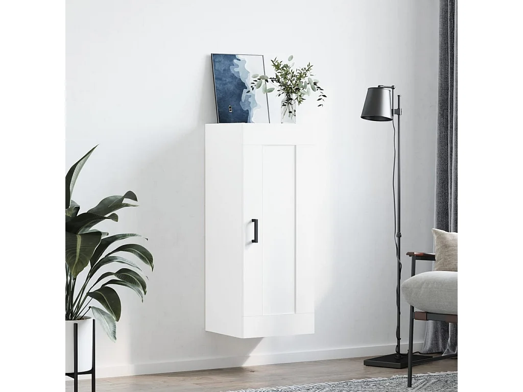 Wandkast 34,5x34x90 cm bewerkt hout wit