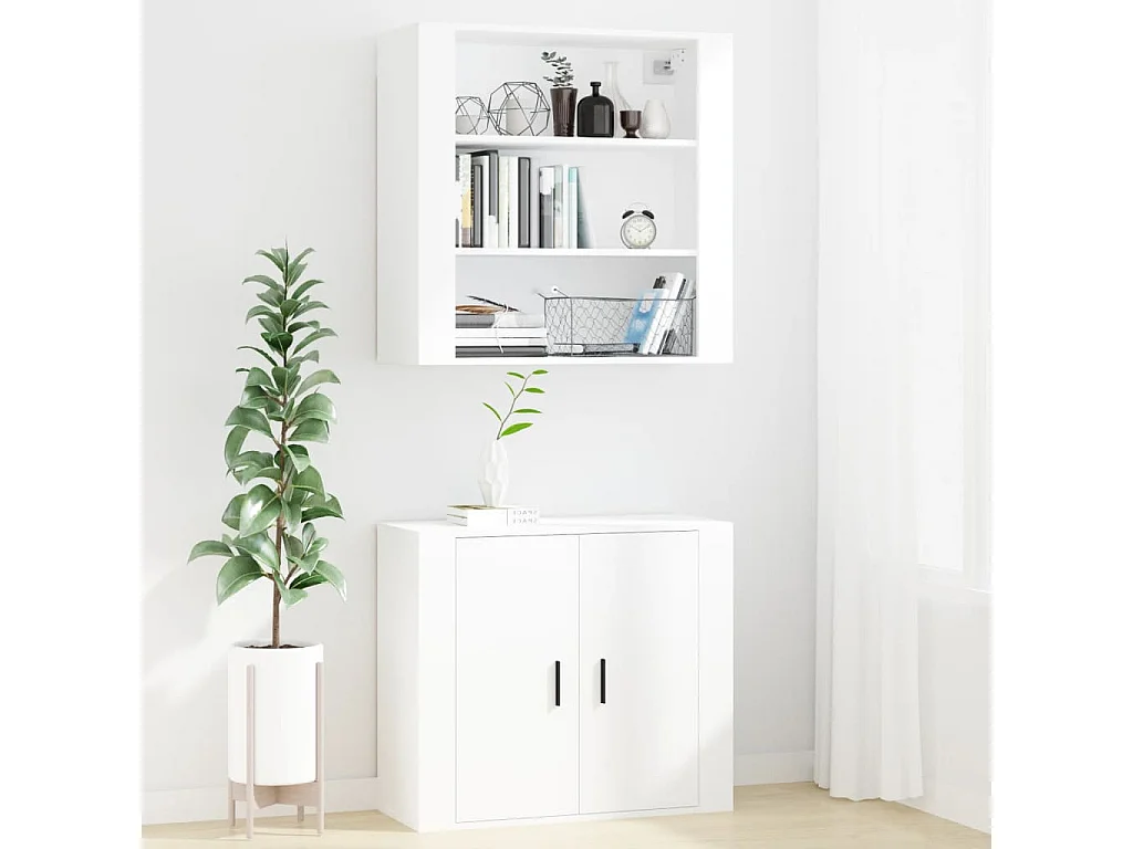 Wandkast 80x33x80 cm bewerkt hout wit