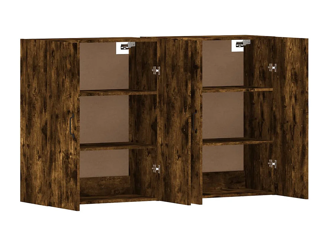 Armoires murales 2 pièces chêne fumé bois d'ingénierie