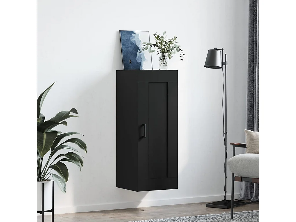 Armário de parede 34,5x34x90 cm derivados de madeira preto