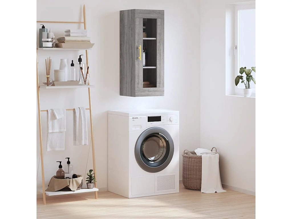 Hangkast 34,5x34x90 cm grijs sonoma eikenkleurig