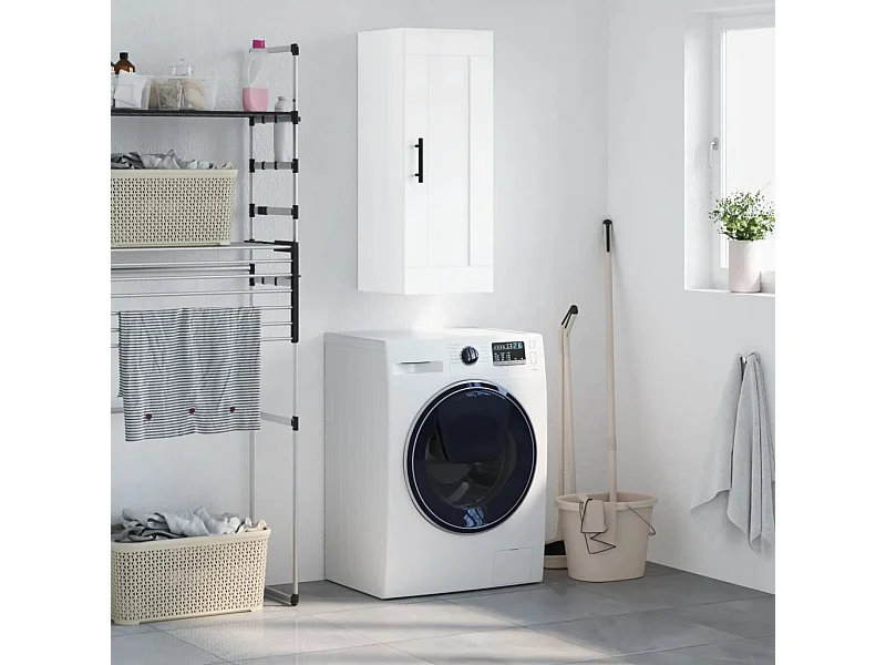 Armoire murale blanc brillant 34,5x34x90 cm bois d'ingénierie