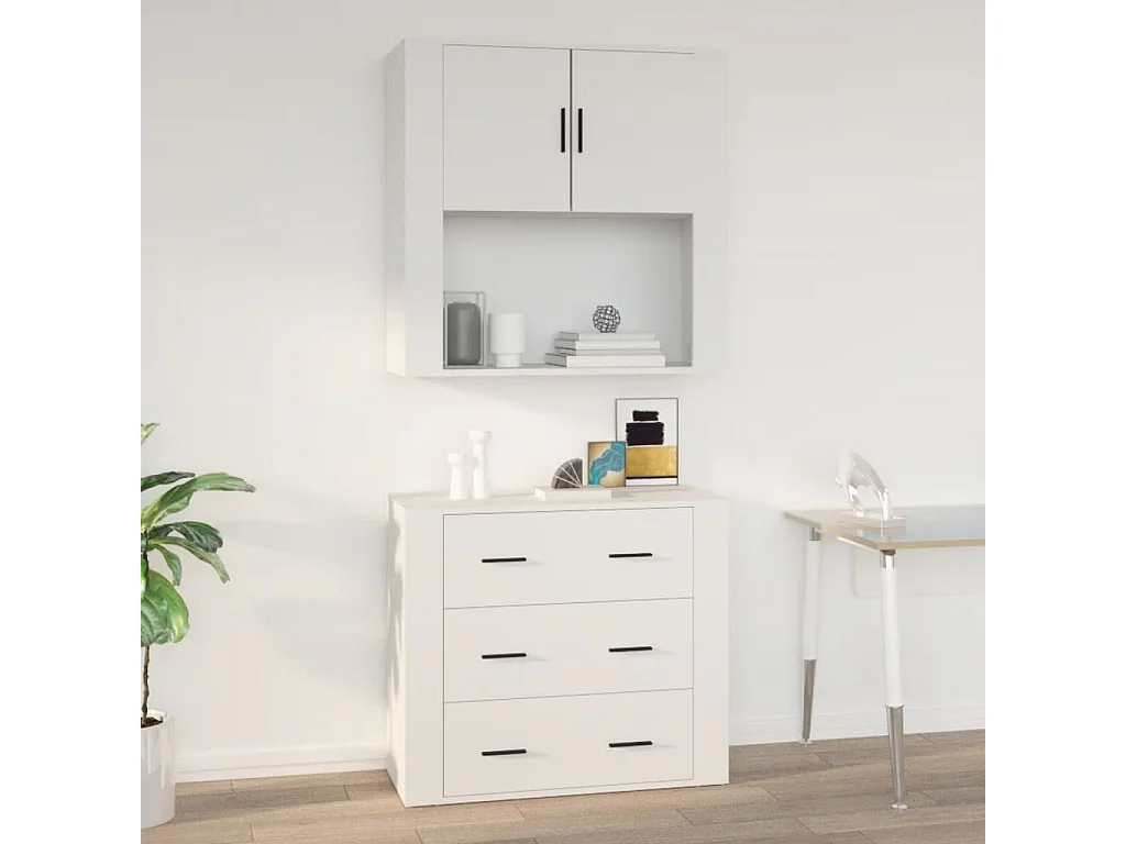 Wandkast 80x33x80 cm bewerkt hout wit
