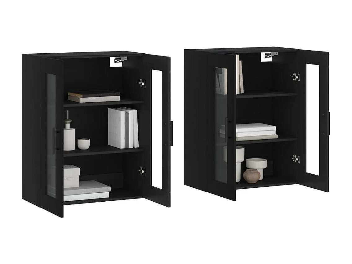 Móveis de parede 2 peças derivados de madeira preto