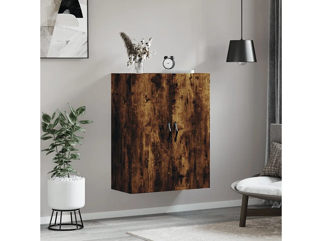 Armoire murale chêne fumé 69,5x34x90 cm bois d'ingénierie