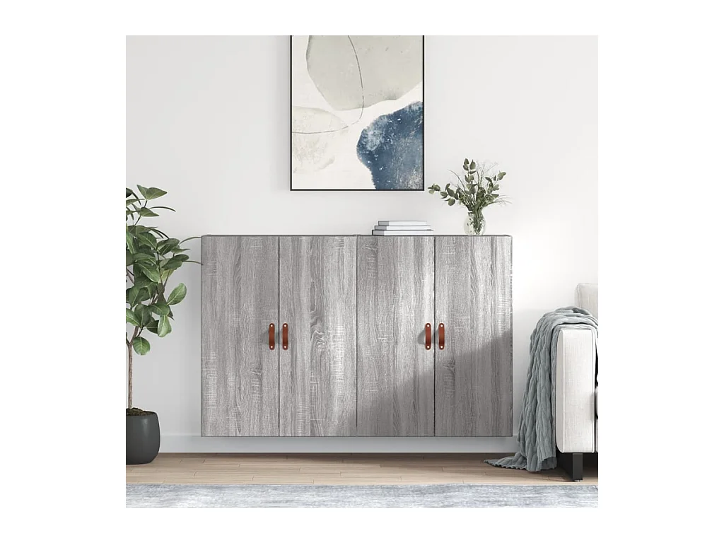 Hangkasten 2 st 69,5x34x90 cm grijs sonoma eikenkleurig