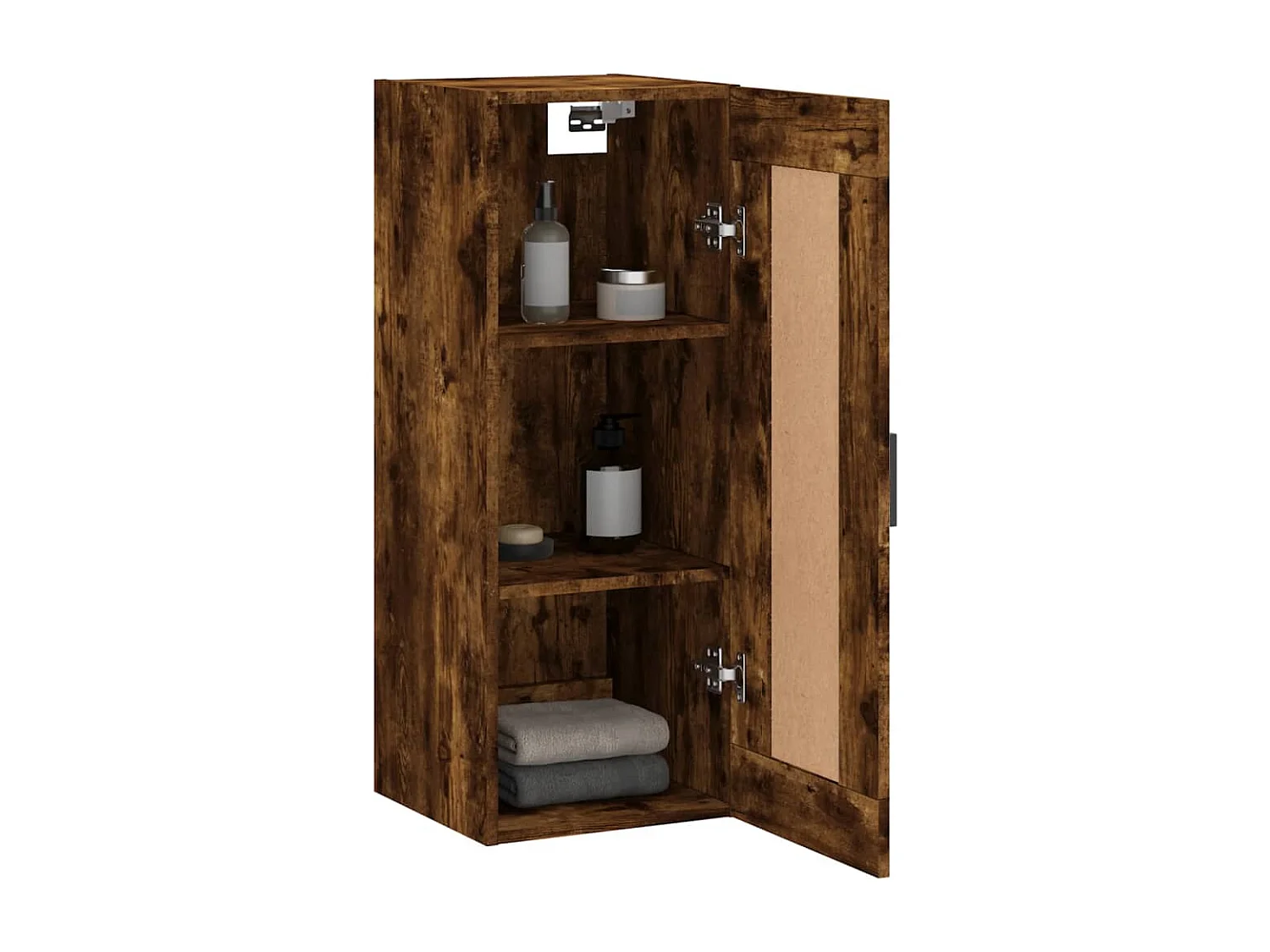 Wandkast 34,5x34x90 cm bewerkt hout gerookt eikenkleurig