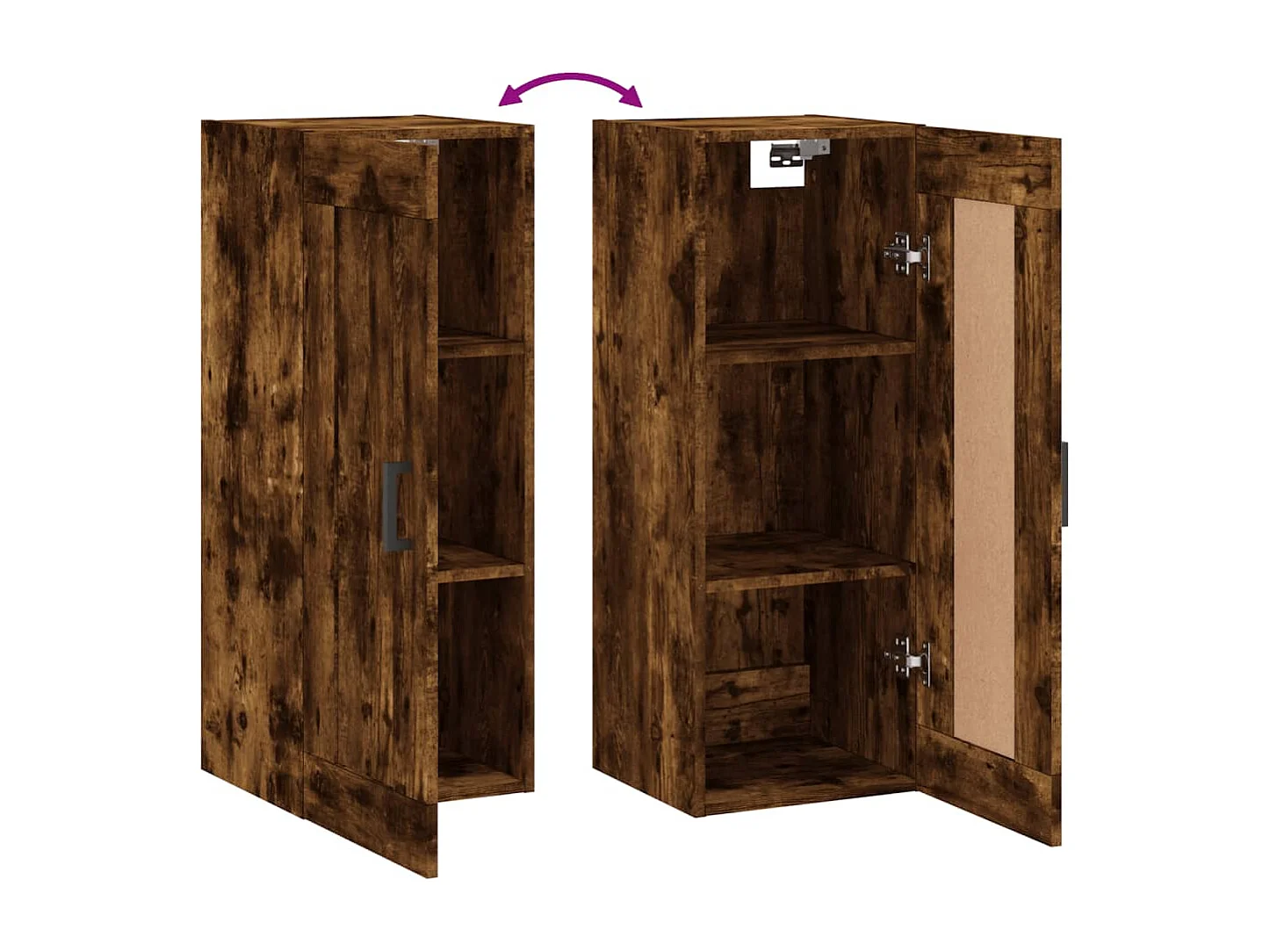 Wandkast 34,5x34x90 cm bewerkt hout gerookt eikenkleurig