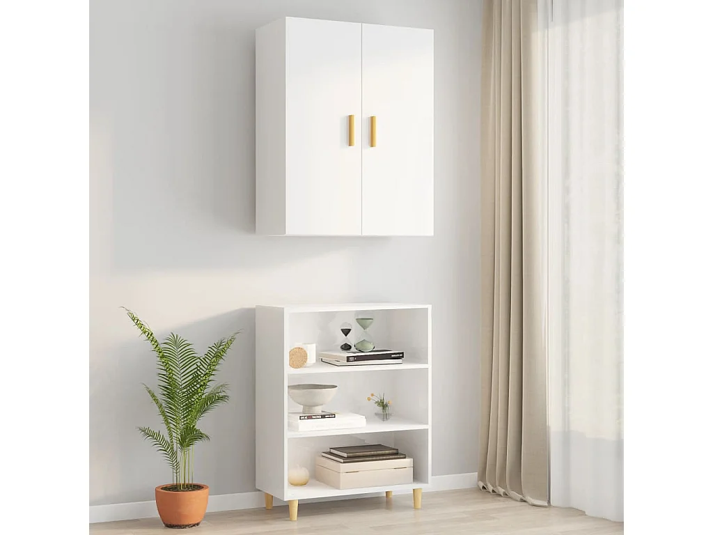 Armoire murale suspendue Blanc brillant 69,5x34x90 cm