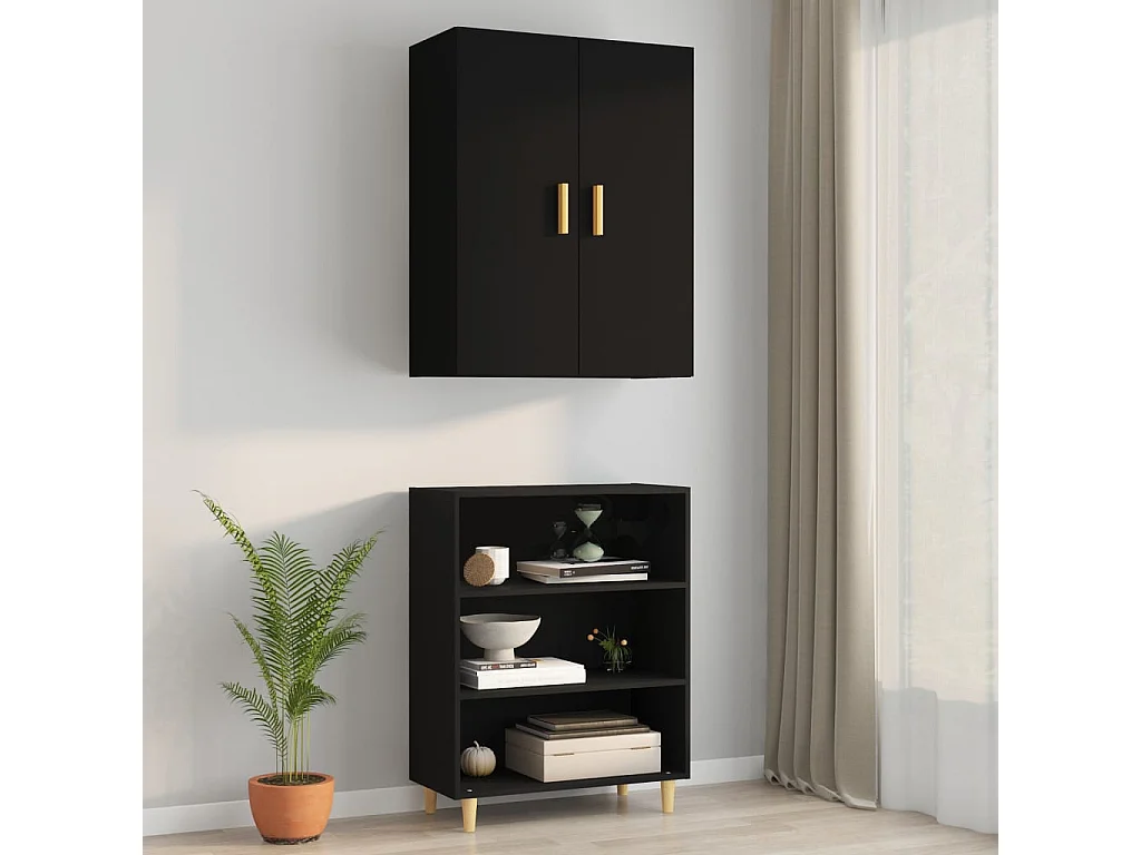 Armoire murale suspendue Noir 69,5x34x90 cm