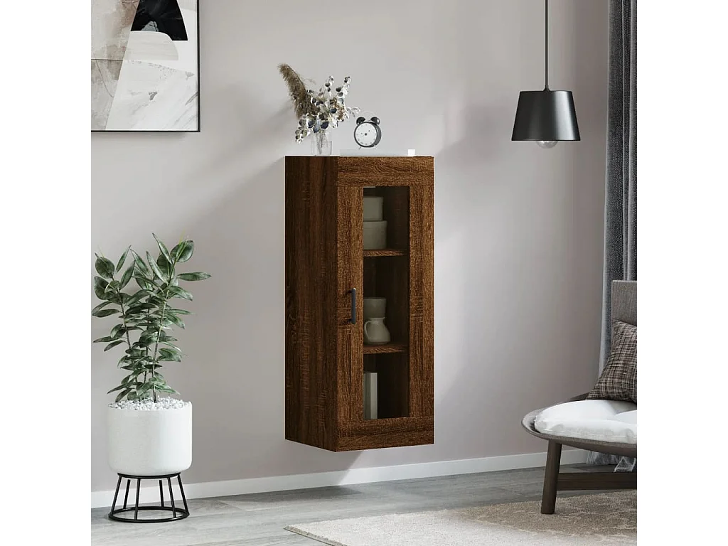 Wandkast 34,5x34x90 cm bruin eikenkleur