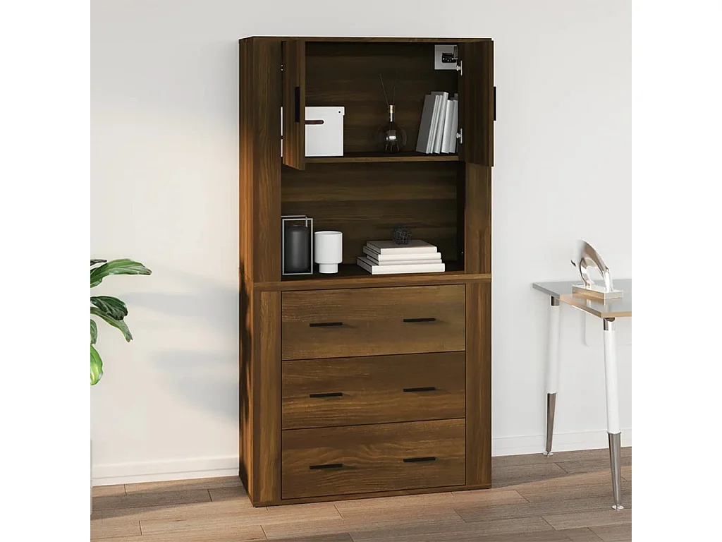 Armario de pared madera contrachapada marrón roble 80x33x80 cm