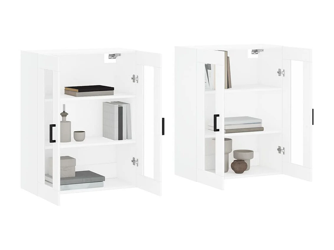 Hangkasten 2 stukkenbewerkt hout wit