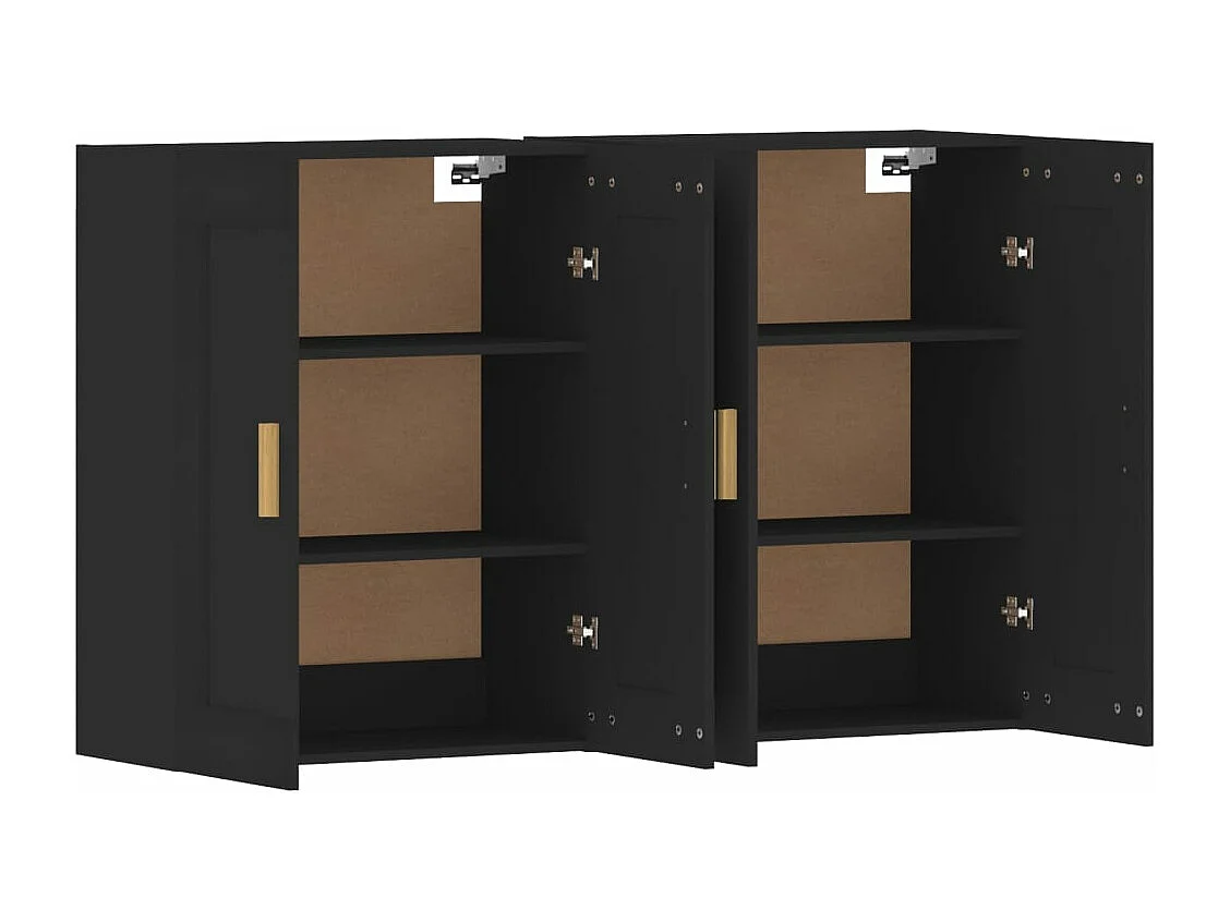 Armoires murales 2 pièces noir bois d'ingénierie