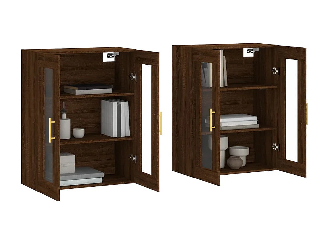 Móveis de parede 2 peças derivados de madeira carvalho castanho