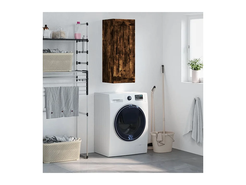 Armoire murale chêne fumé 34,5x34x90 cm bois d'ingénierie