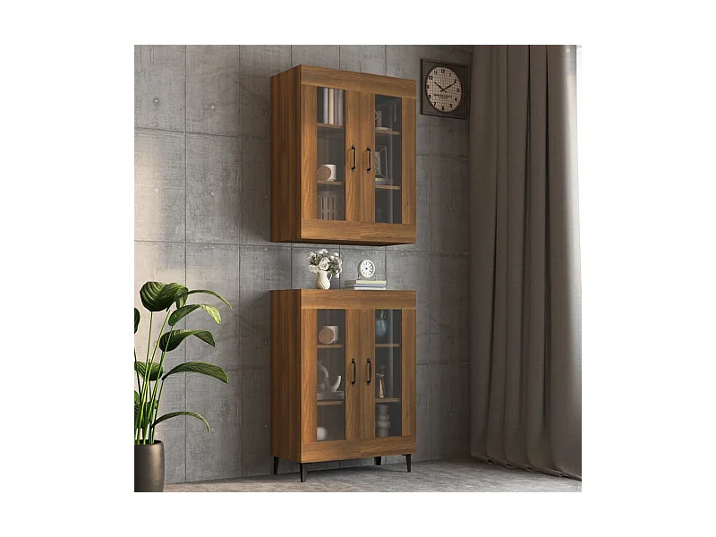 Armário de parede suspenso 69,5x34x90 cm carvalho castanho