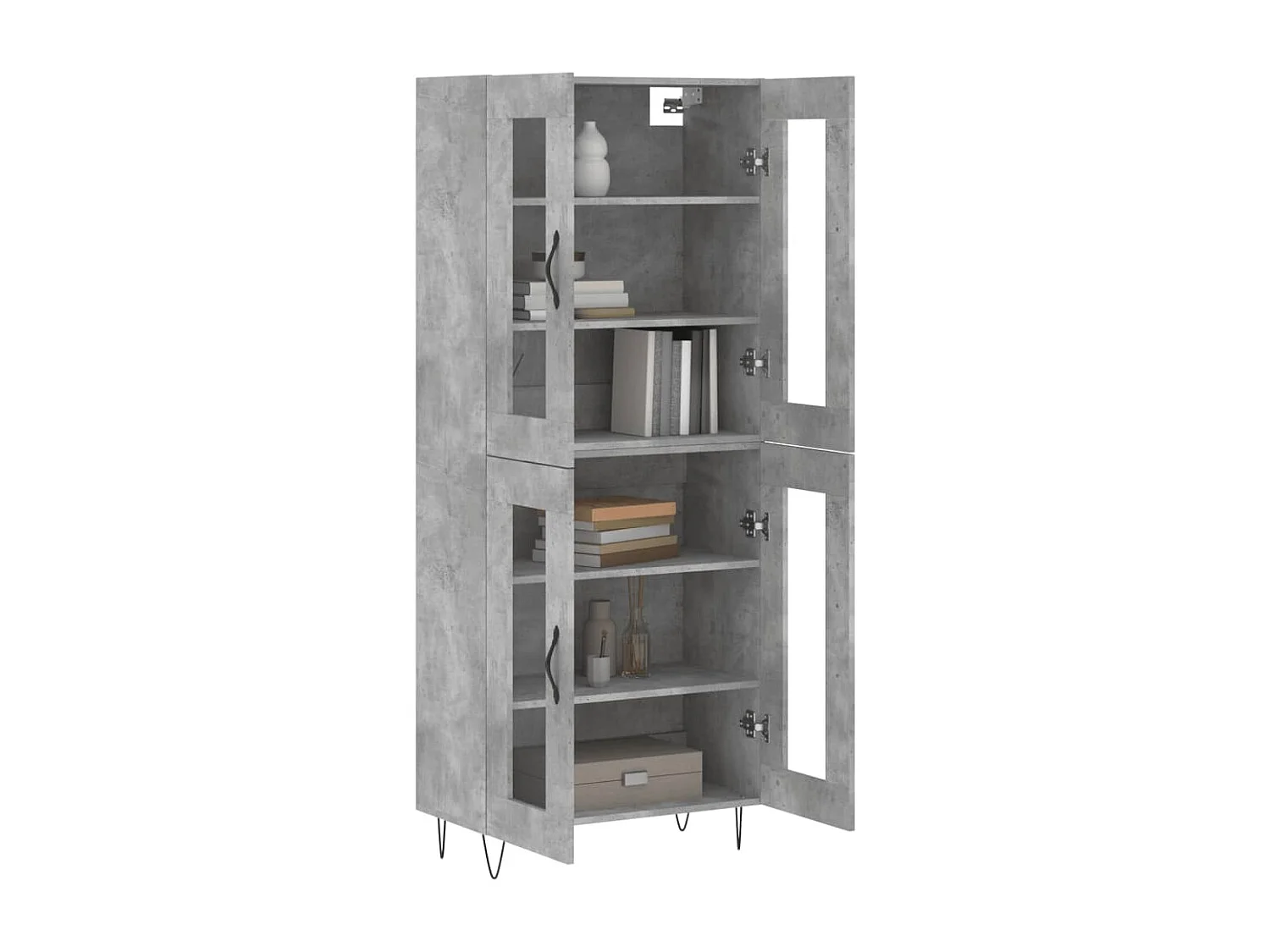 Buffet haut Gris béton 69,5x34x180 cm Bois d'ingénierie