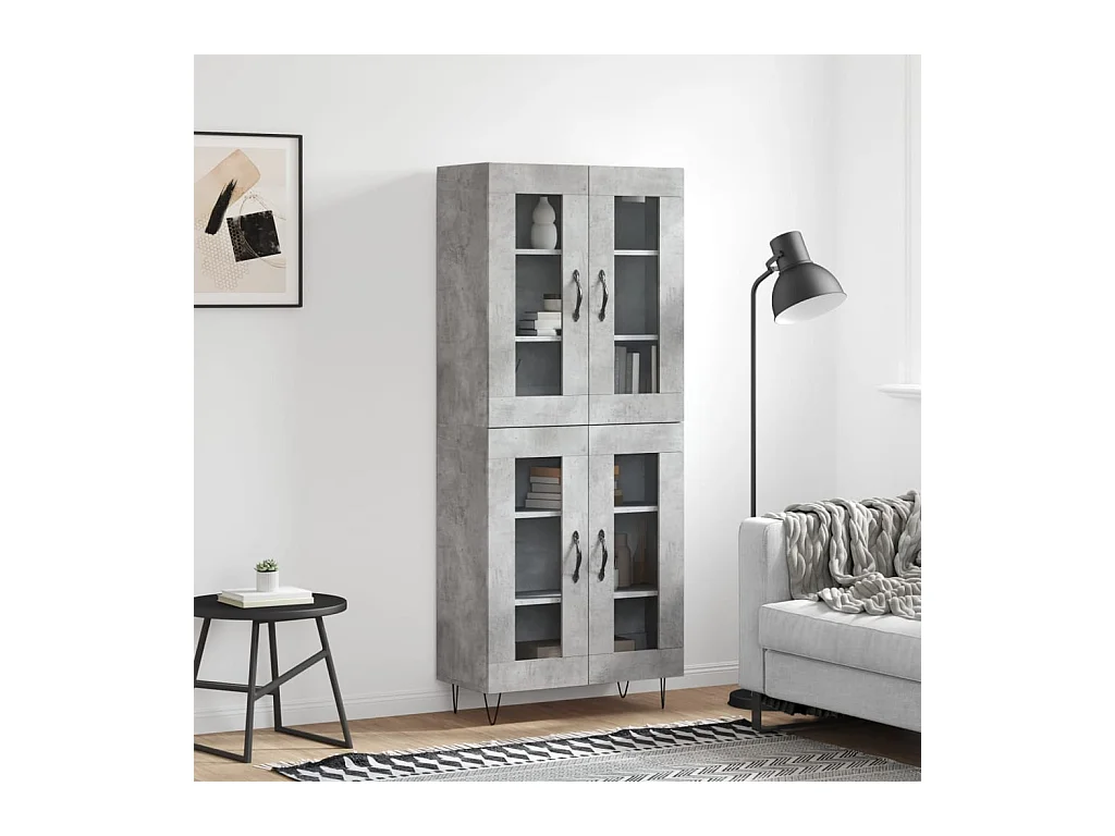 Aparador alto madera contrachapada gris hormigón 69,5x34x180 cm