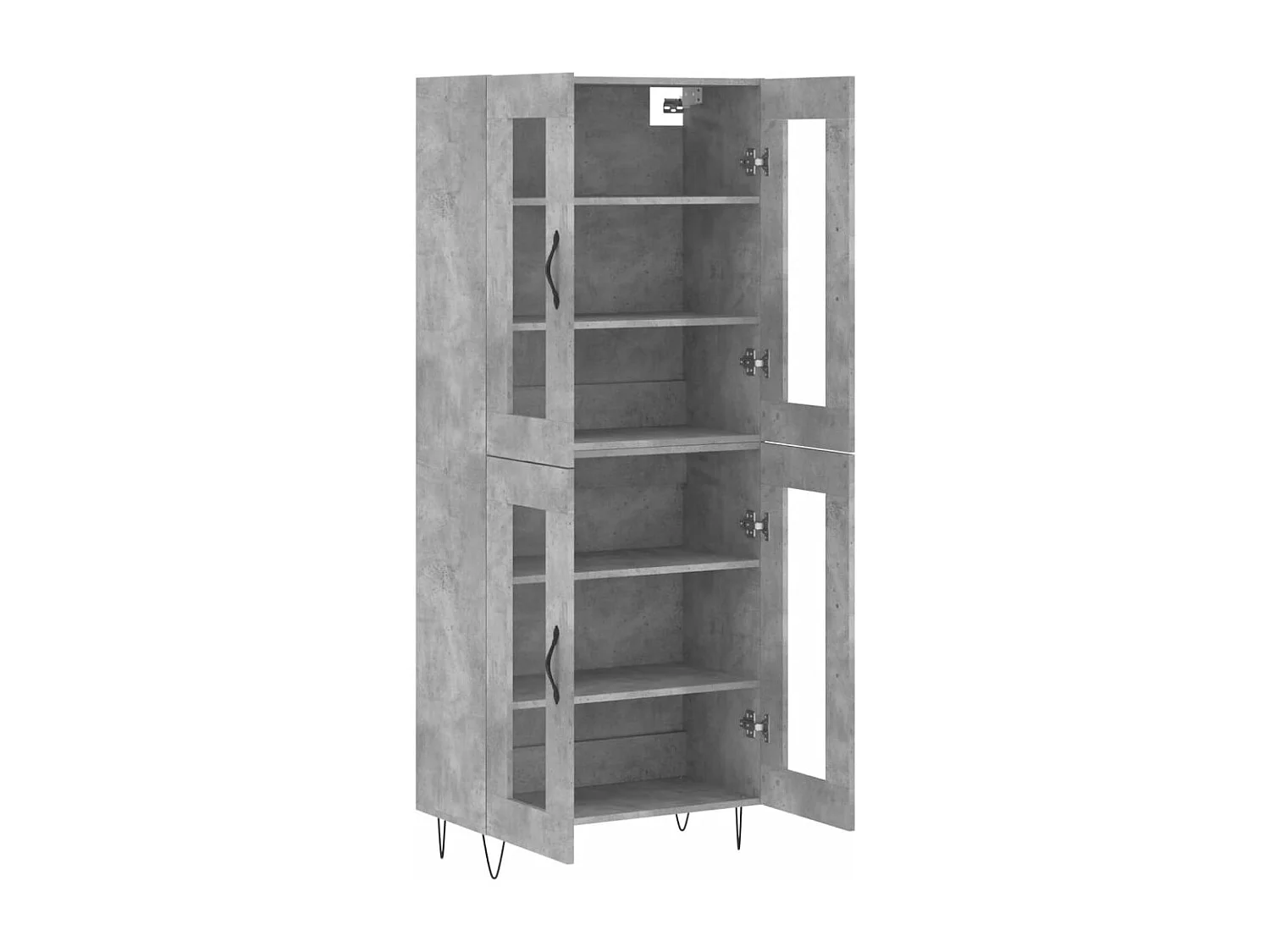Buffet haut Gris béton 69,5x34x180 cm Bois d'ingénierie