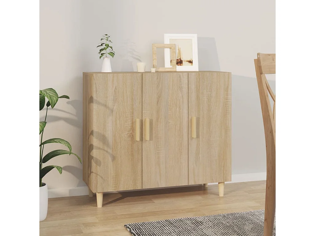 Dressoir 90x34x80 cm bewerkt hout sonoma eikenkleurig