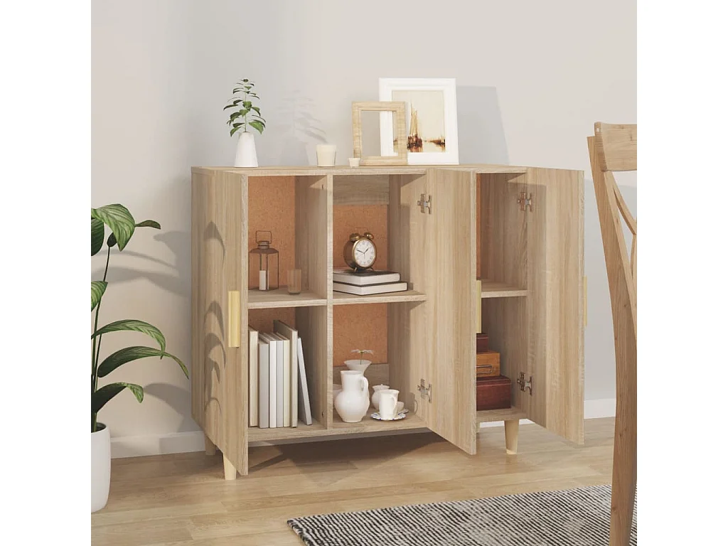 Buffet chêne sonoma 90x34x80 cm bois d'ingénierie