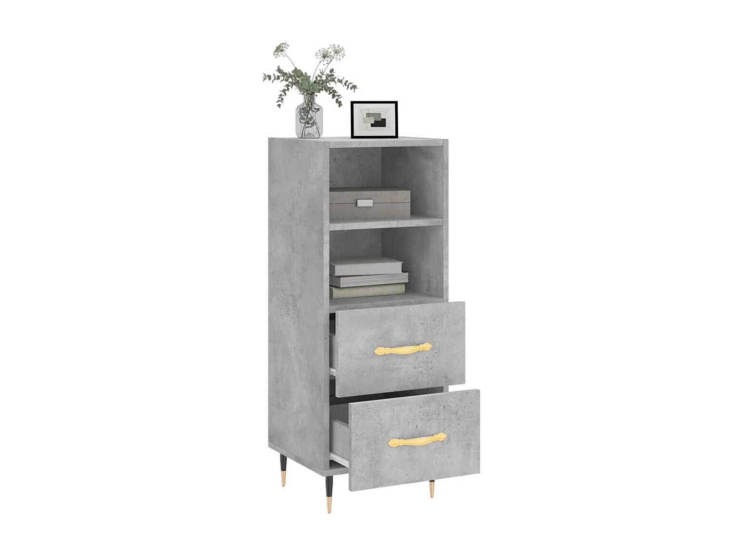 Buffet Gris béton 34,5x34x90 cm Bois d'ingénierie