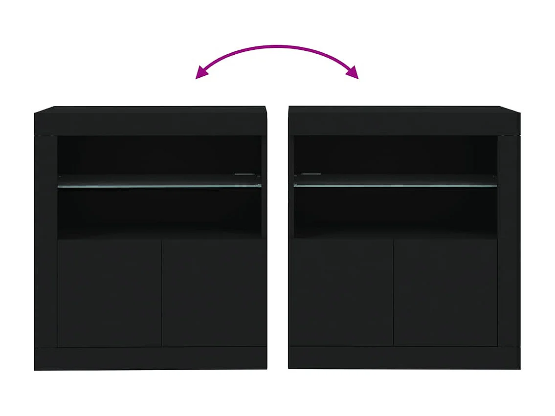 Buffet avec lumières LED noir 60,5x37x67 cm