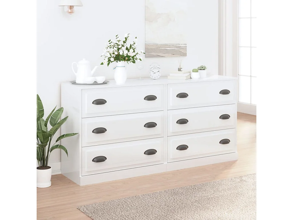 Dressoirs 2 stukkenbewerkt hout hoogglans wit