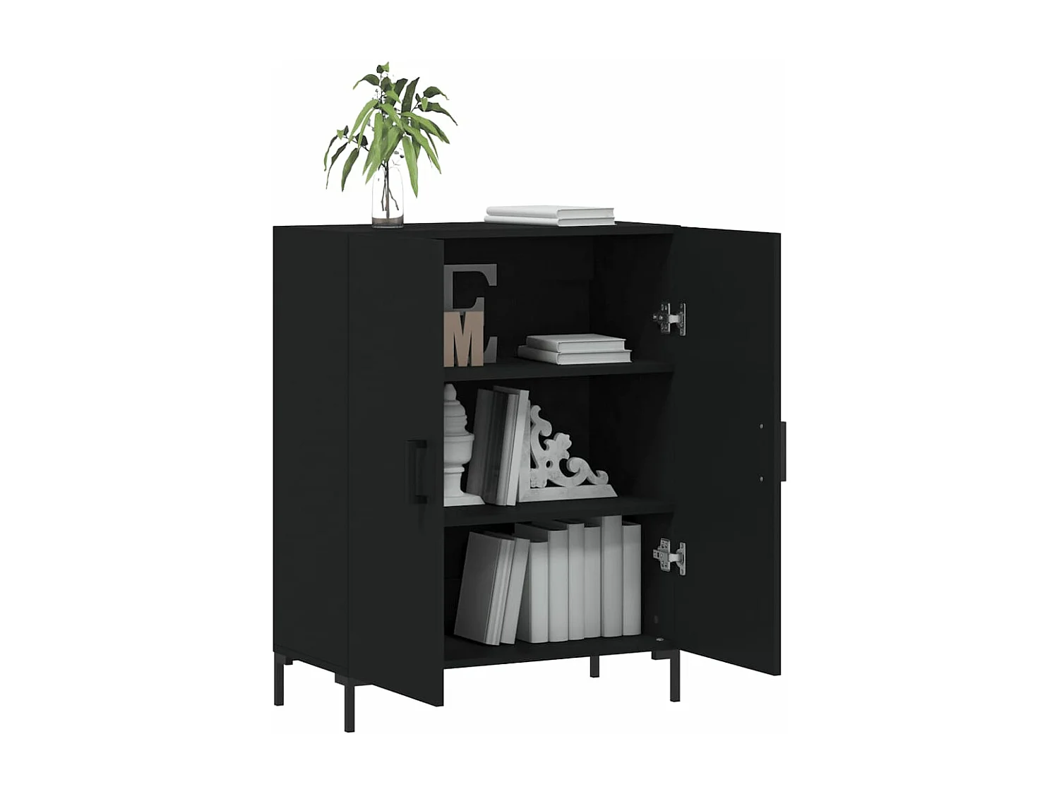 Buffet noir 69,5x34x90 cm bois d'ingénierie