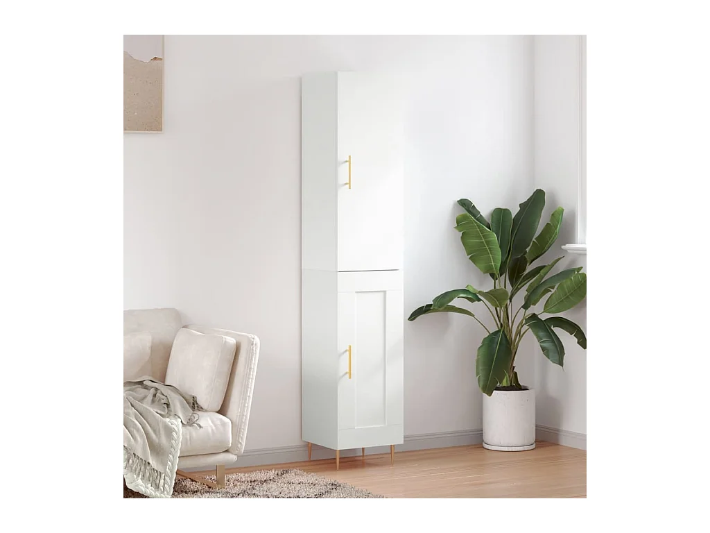 Buffet haut Blanc 34,5x34x180 cm Bois d'ingénierie