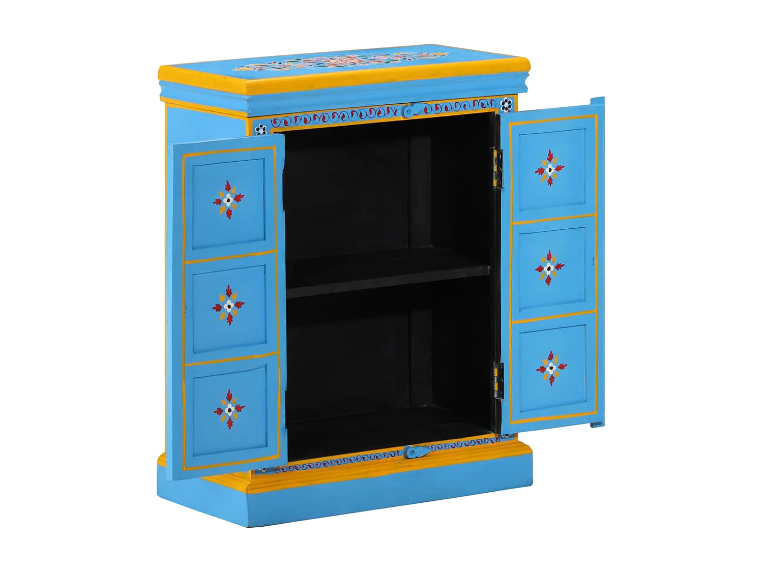 Buffet Bois massif de manguier Peinture manuelle turquoise