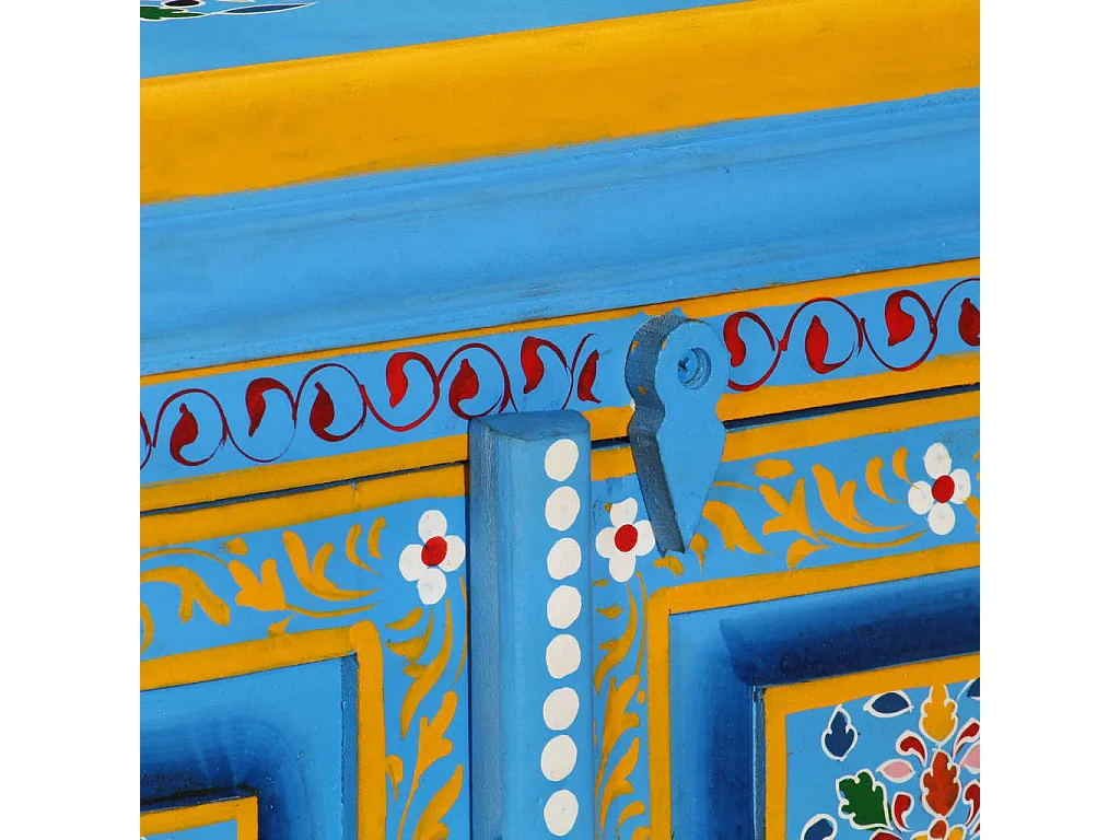 Buffet Bois massif de manguier Peinture manuelle turquoise