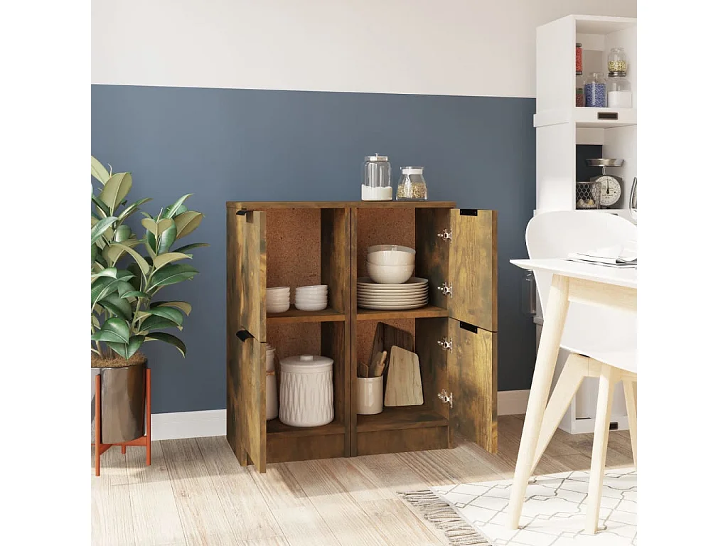 Buffets 2 pièces Chêne fumé 30x30x70 cm Bois d'ingénierie