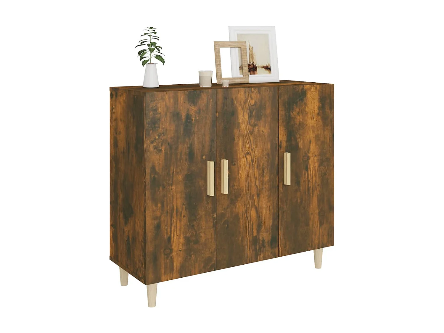 Dressoir 90x34x80 cm bewerkt hout gerookt eikenkleurig