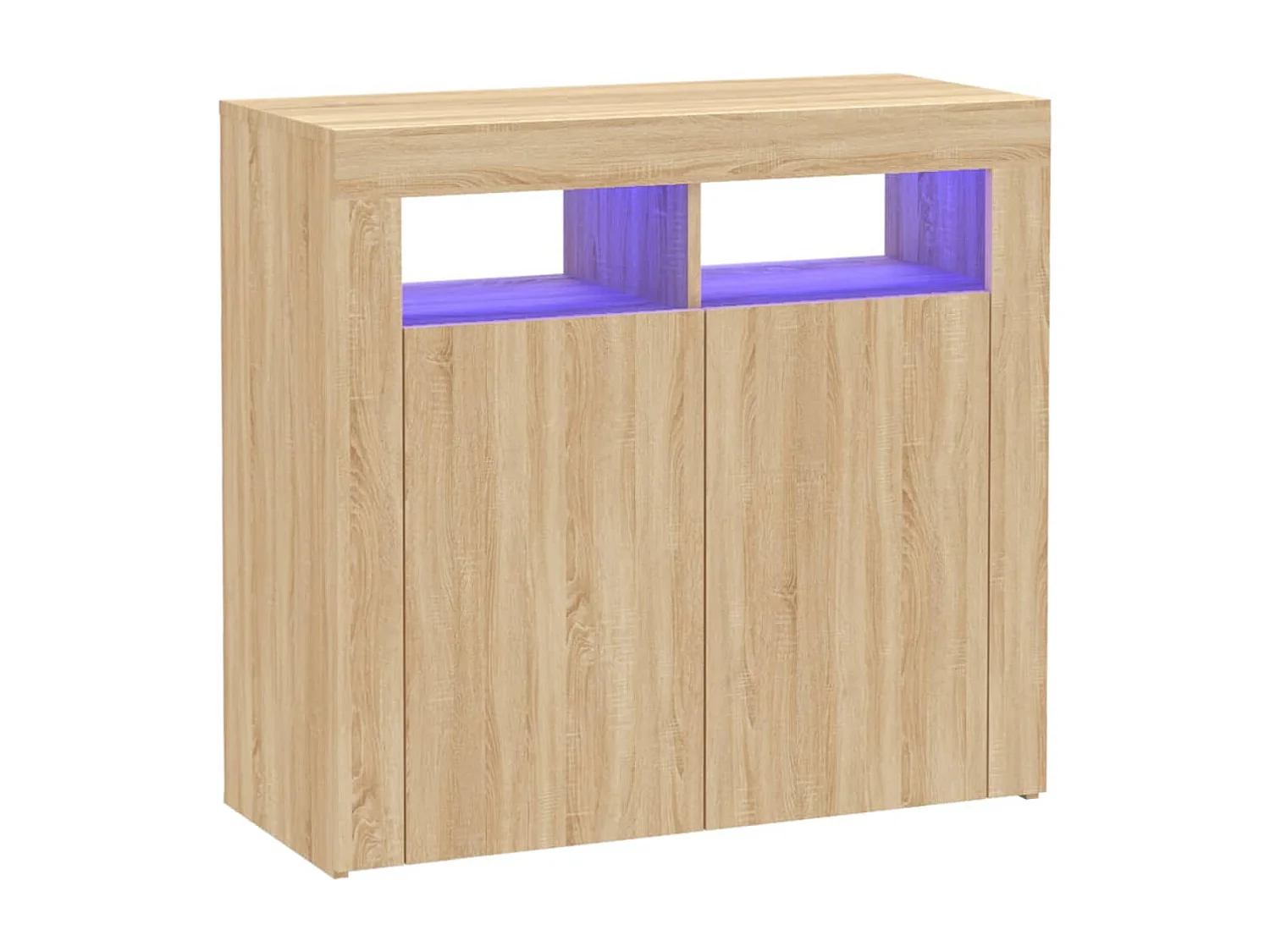 Aparador com luzes LED 80x35x75 cm carvalho sonoma