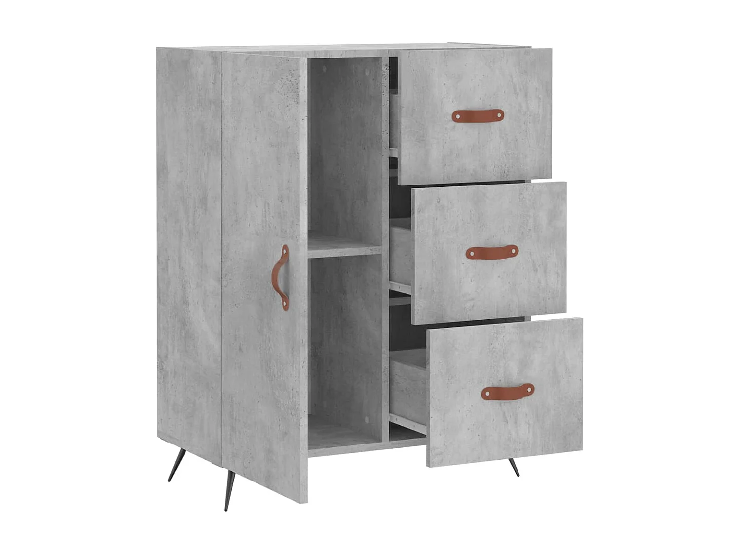 Aparador de madera de ingeniería gris hormigón 69,5x34x90 cm