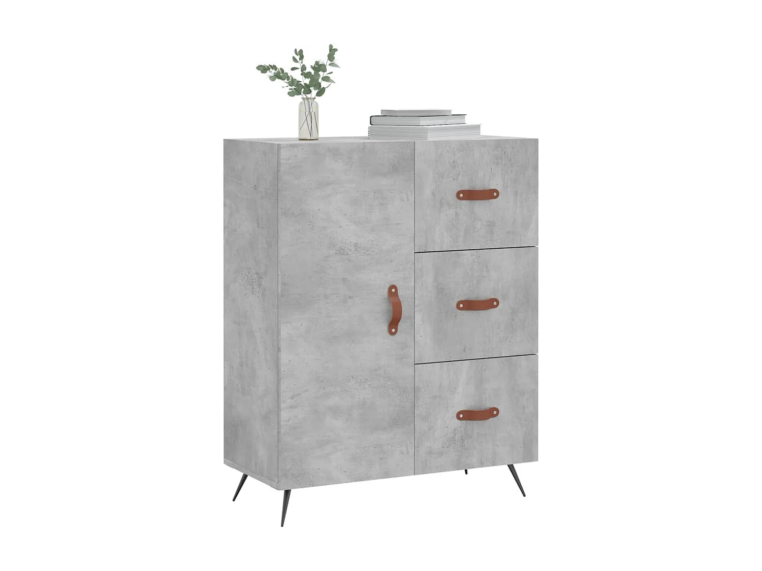 Buffet gris béton 69,5x34x90 cm bois d'ingénierie