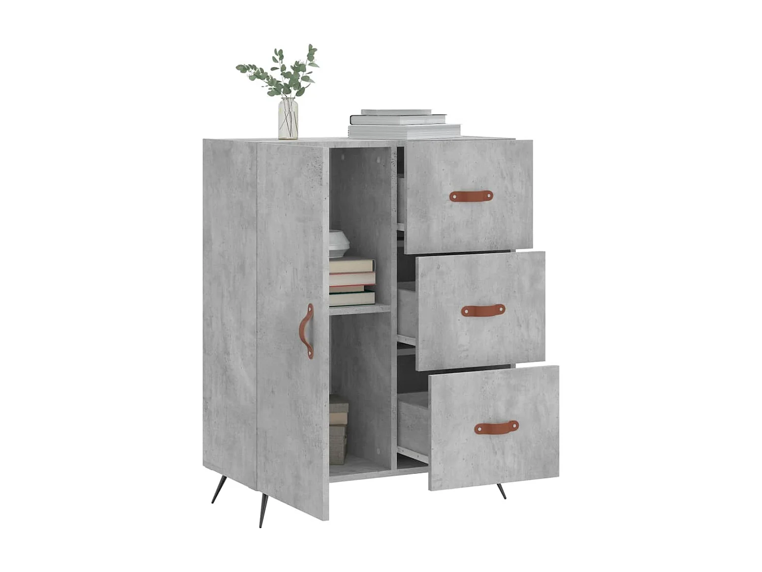 Buffet gris béton 69,5x34x90 cm bois d'ingénierie