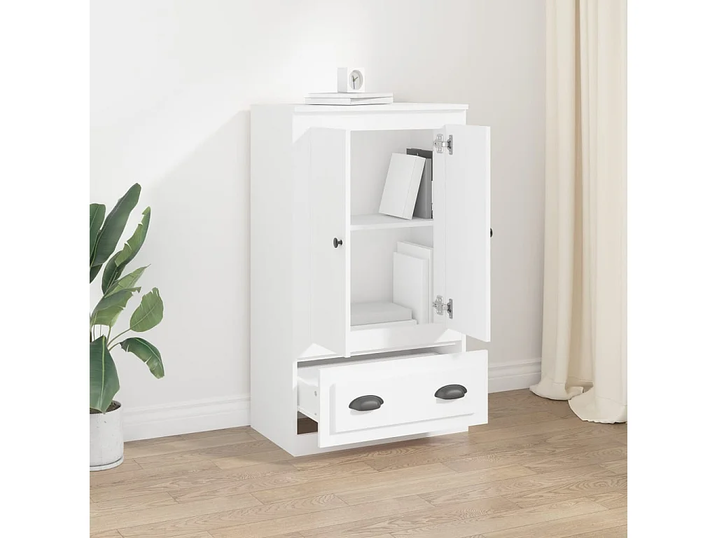 Buffet haut blanc 60x35,5x103,5 cm bois d'ingénierie