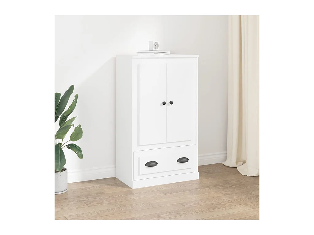 Aparador de madera contrachapada blanco 60x35,5x103,5 cm