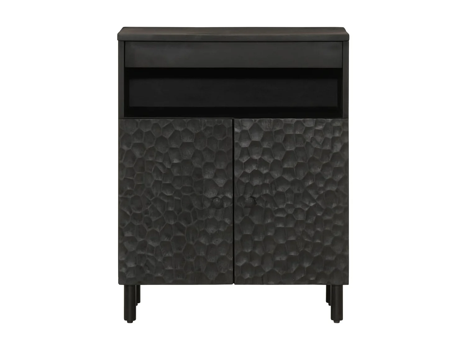 Armoire latérale noir 60x33x75 cm bois massif de manguier