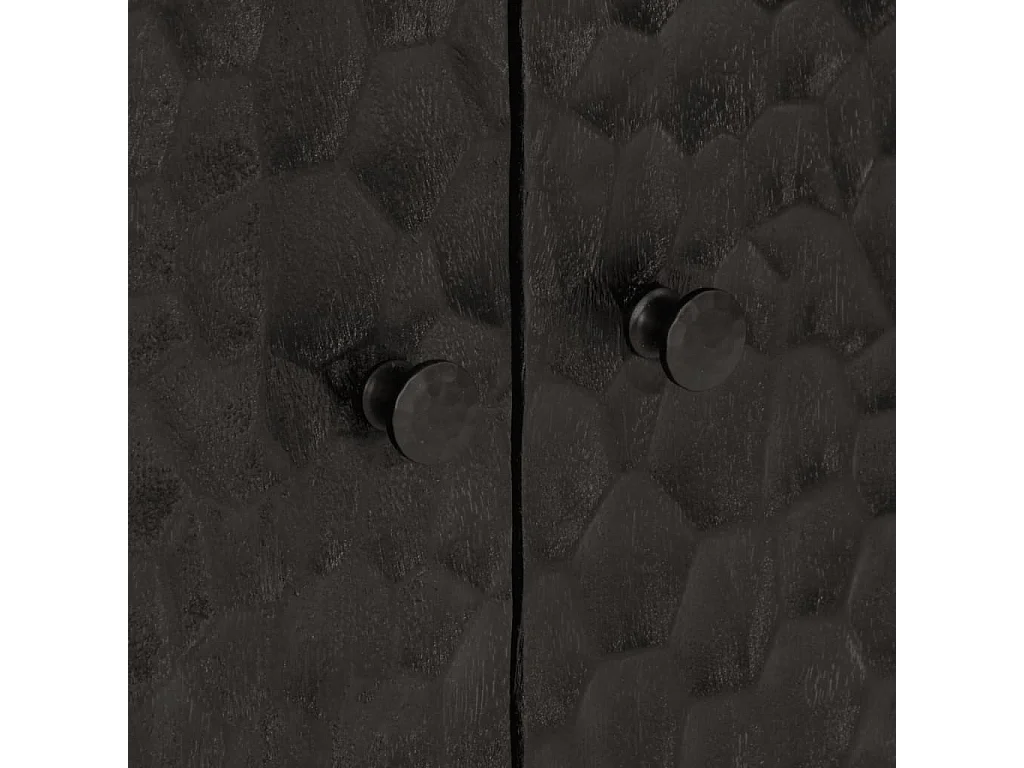 Armoire latérale noir 60x33x75 cm bois massif de manguier