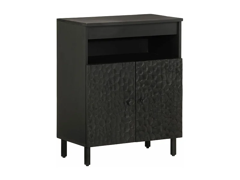 Armoire latérale noir 60x33x75 cm bois massif de manguier