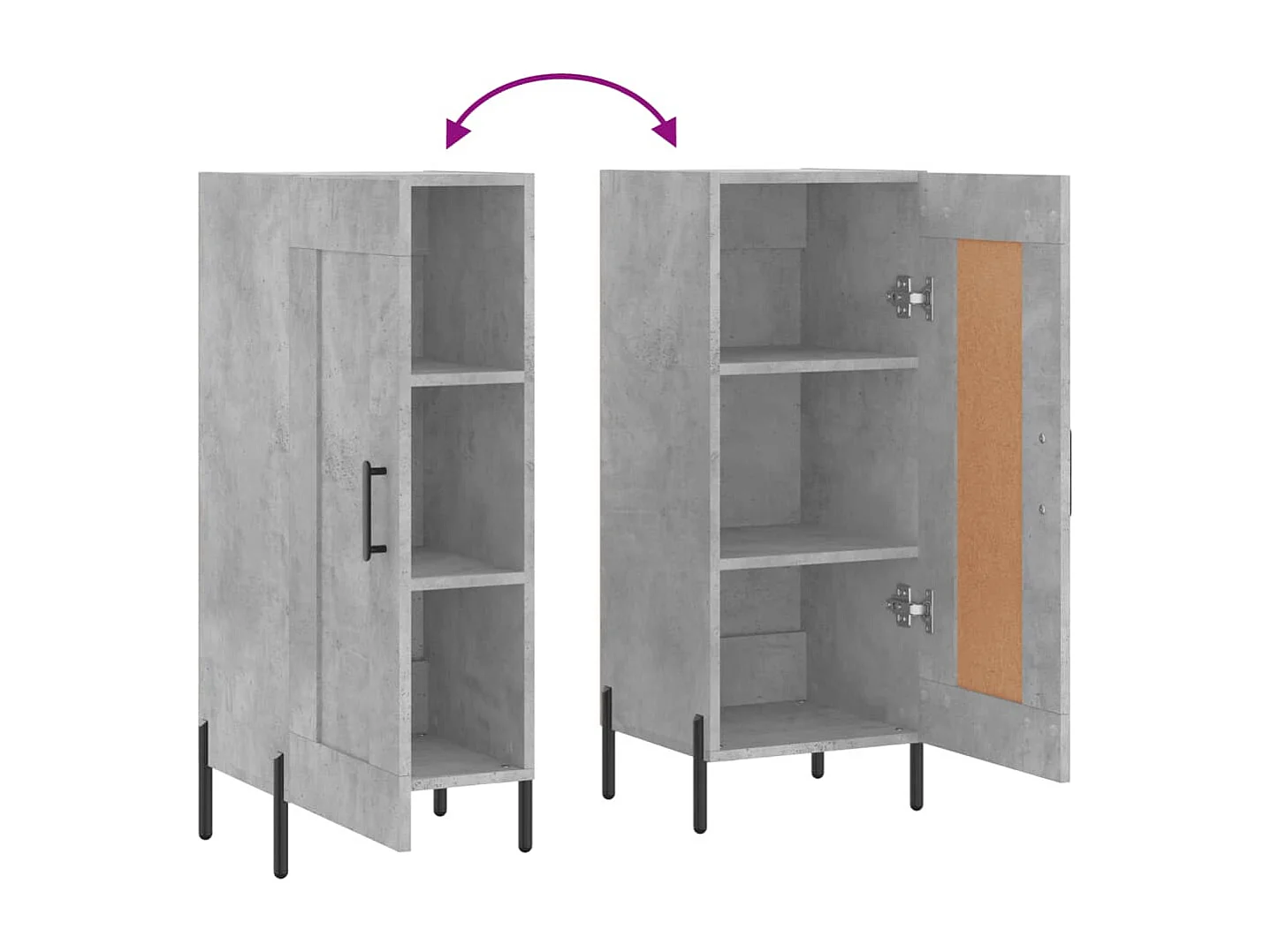 Buffet Gris béton 34,5x34x90 cm Bois d'ingénierie