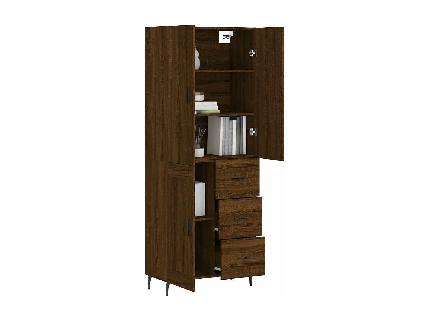 Buffet haut Chêne marron 69,5x34x180 cm Bois d'ingénierie