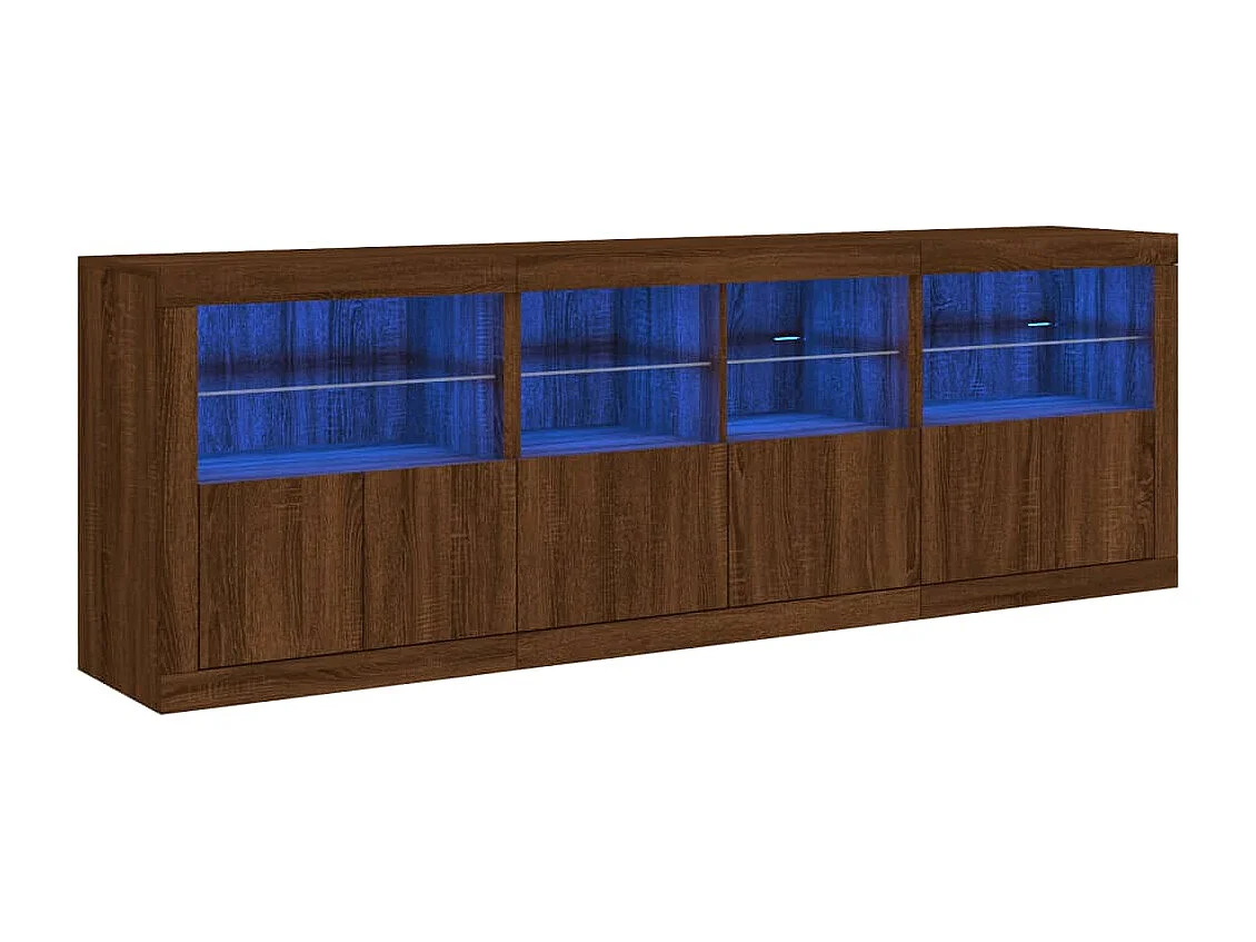 Buffet avec lumières LED chêne marron 202x37x67 cm
