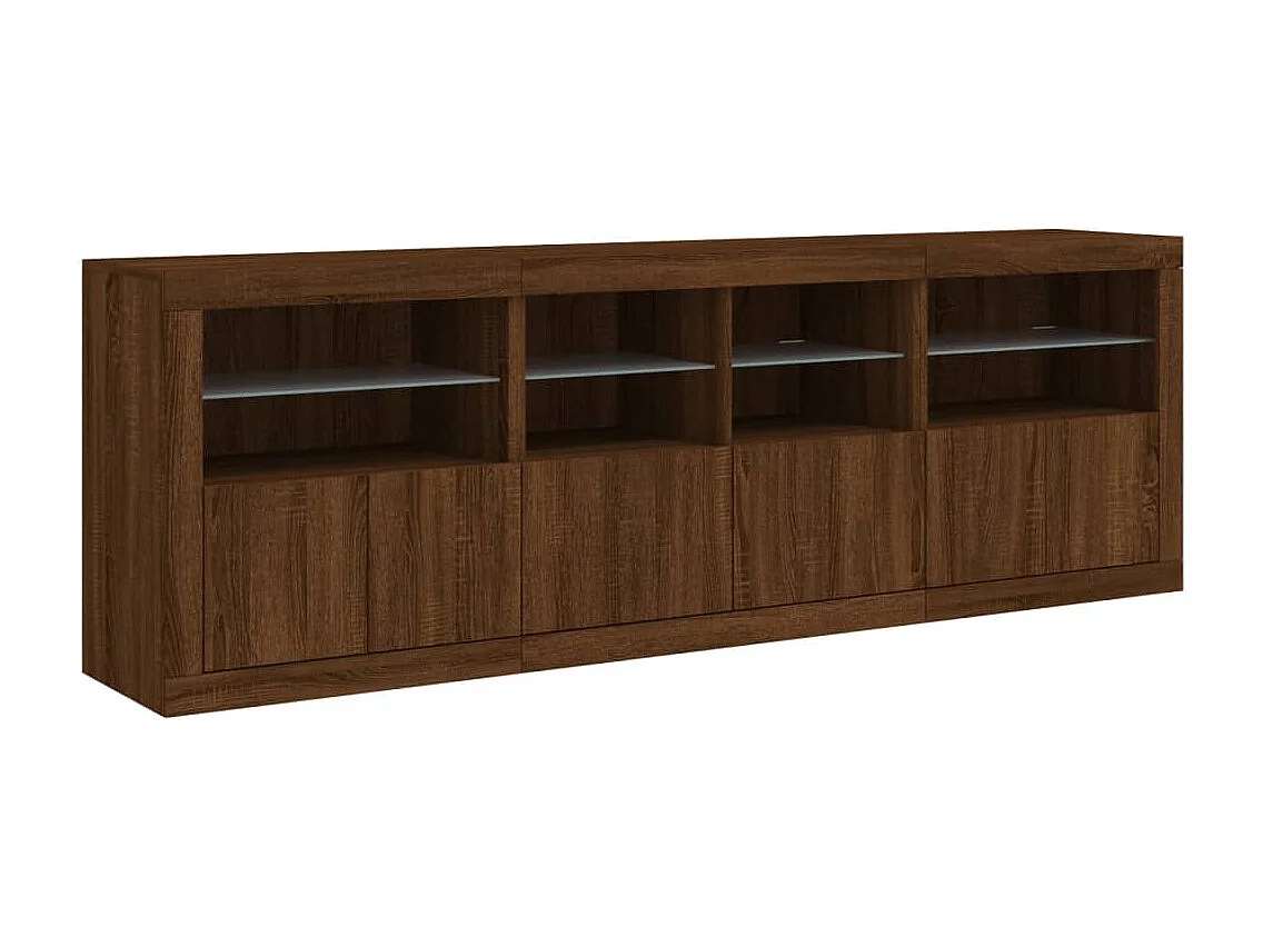 Buffet avec lumières LED chêne marron 202x37x67 cm