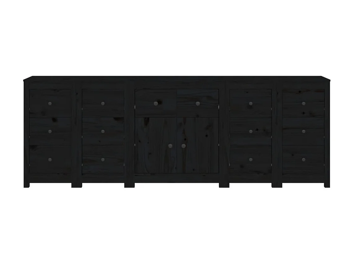Buffet Noir 230x35x80 cm Bois massif de pin